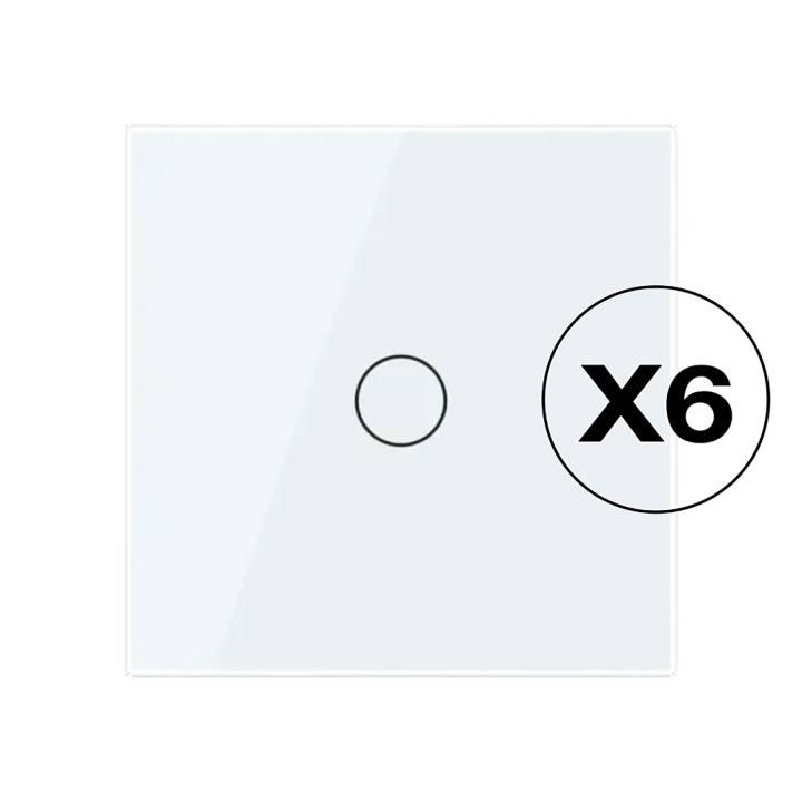 Lot de 6 interrupteurs tactiles complets - simple allumage 1 bouton