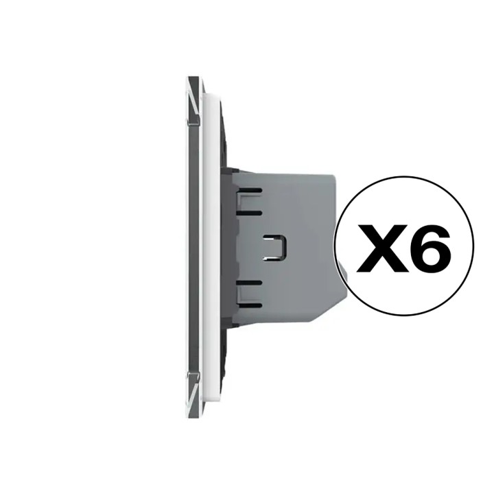 Lot de 6 interrupteurs tactiles complets - simple allumage 1 bouton