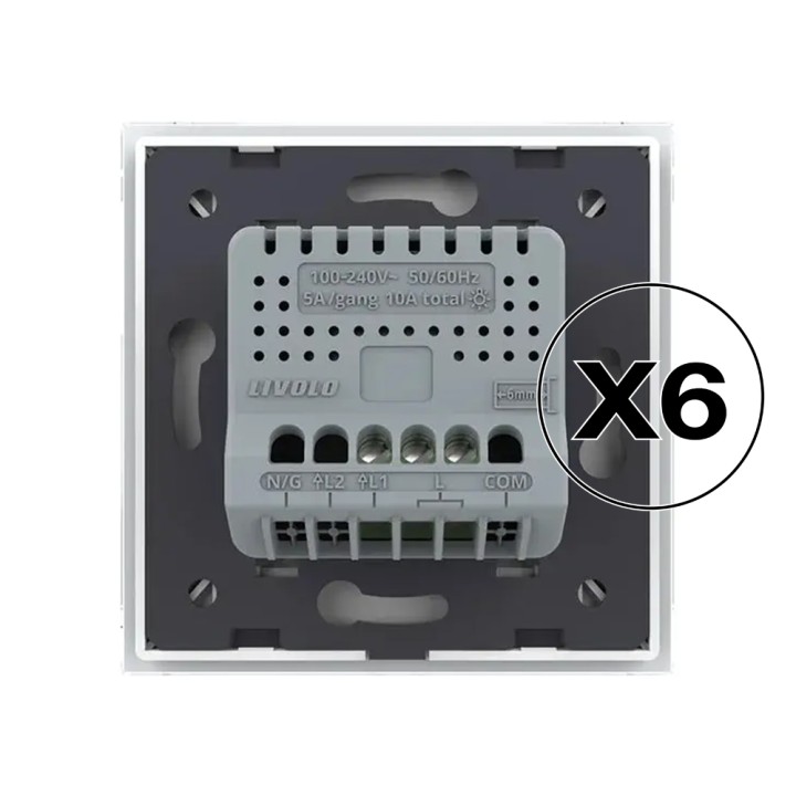 Lot de 6 interrupteurs tactiles complets - simple allumage 1 bouton