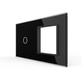 Double plaque de finition en verre - 1 bouton + 1 poste