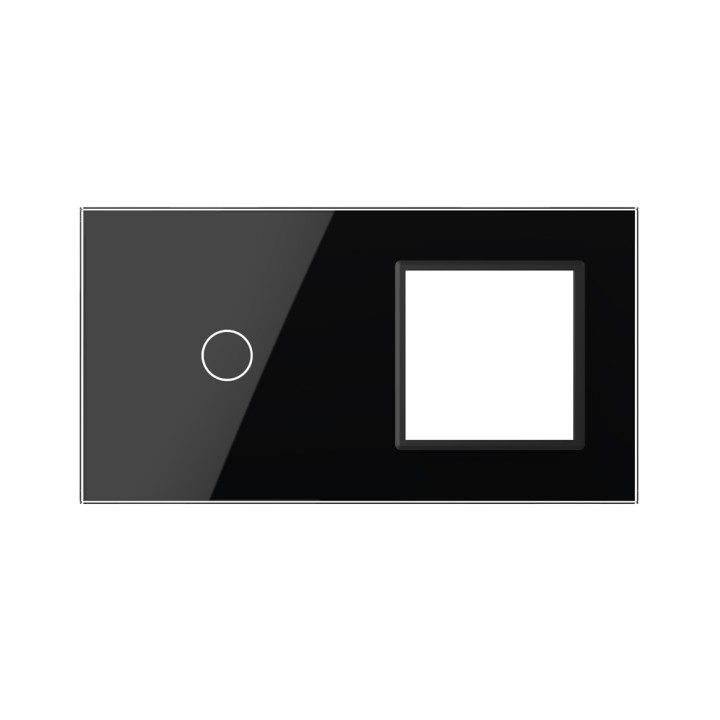 Double plaque de finition en verre - 1 bouton + 1 poste
