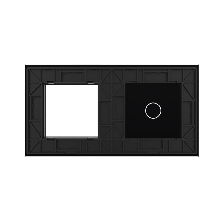 Double plaque de finition en verre - 1 bouton + 1 poste