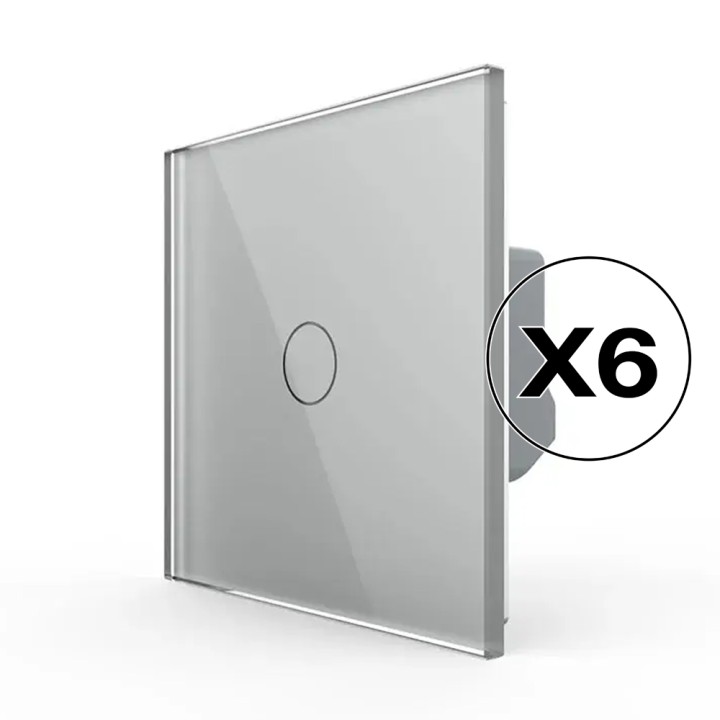 Lot de 6 interrupteurs tactiles complets - simple allumage 1 bouton