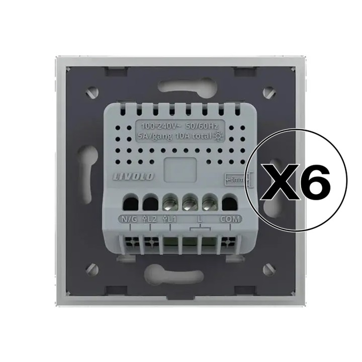 Lot de 6 interrupteurs tactiles complets - simple allumage 1 bouton
