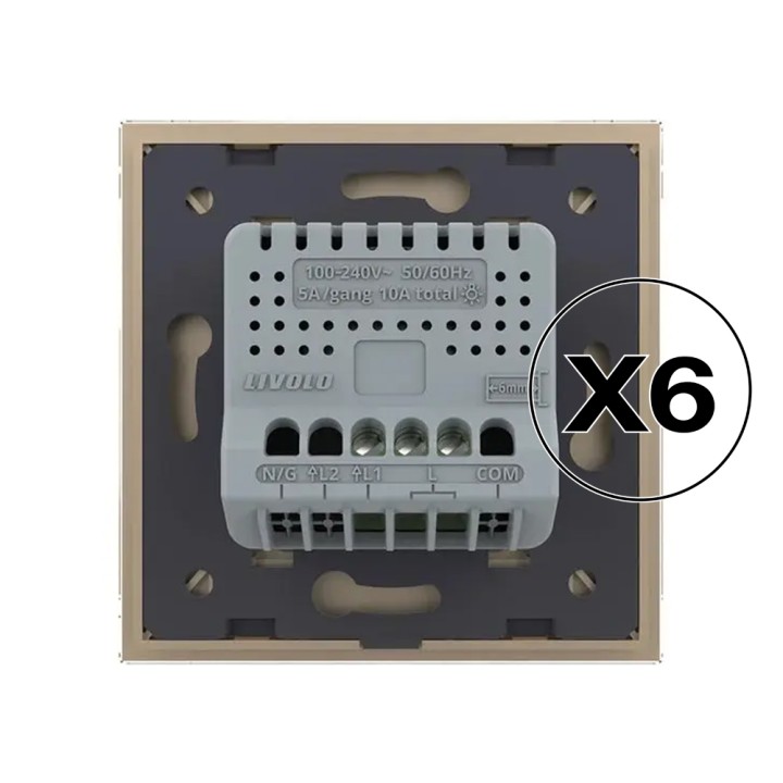Lot de 6 interrupteurs tactiles complets - simple allumage 1 bouton