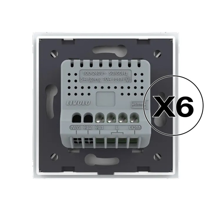 Lot de 6 interrupteurs tactiles complets - va et vient 1 bouton