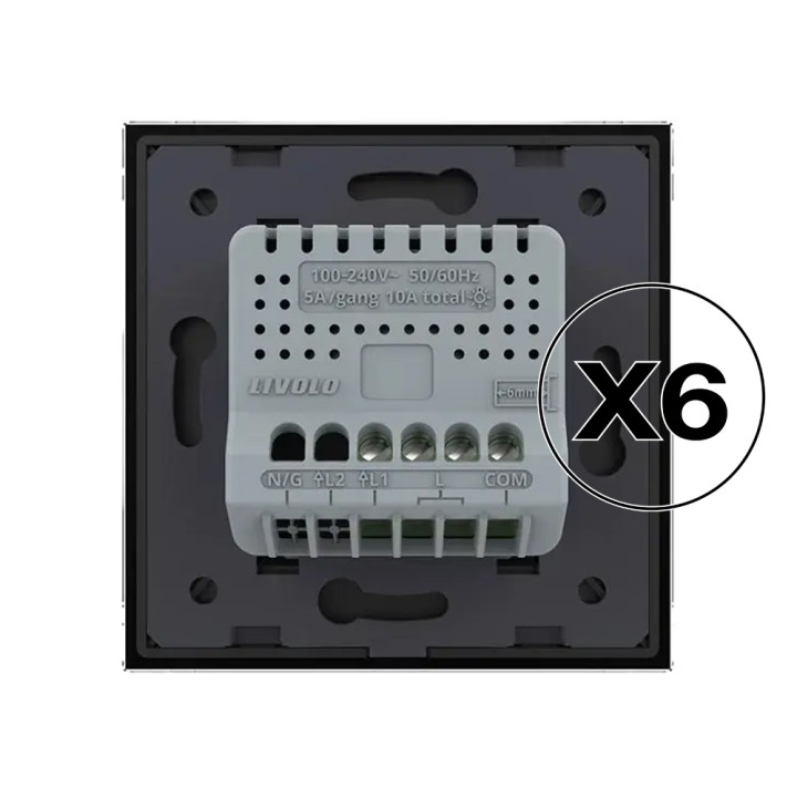 Lot de 6 interrupteurs tactiles complets - va et vient 1 bouton