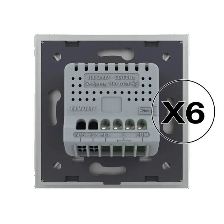 Lot de 6 interrupteurs tactiles complets - va et vient 1 bouton