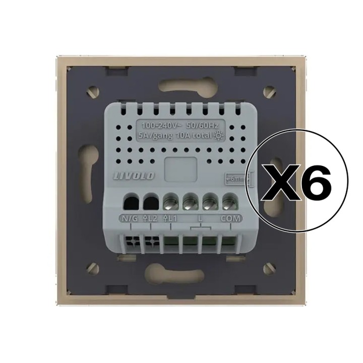 Lot de 6 interrupteurs tactiles complets - va et vient 1 bouton