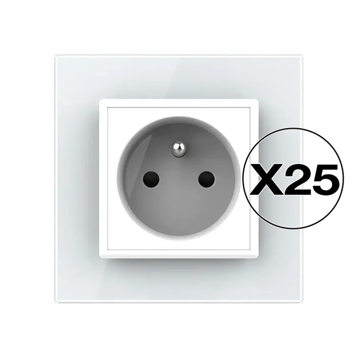 Pack of 25 complete earthed sockets - Type E