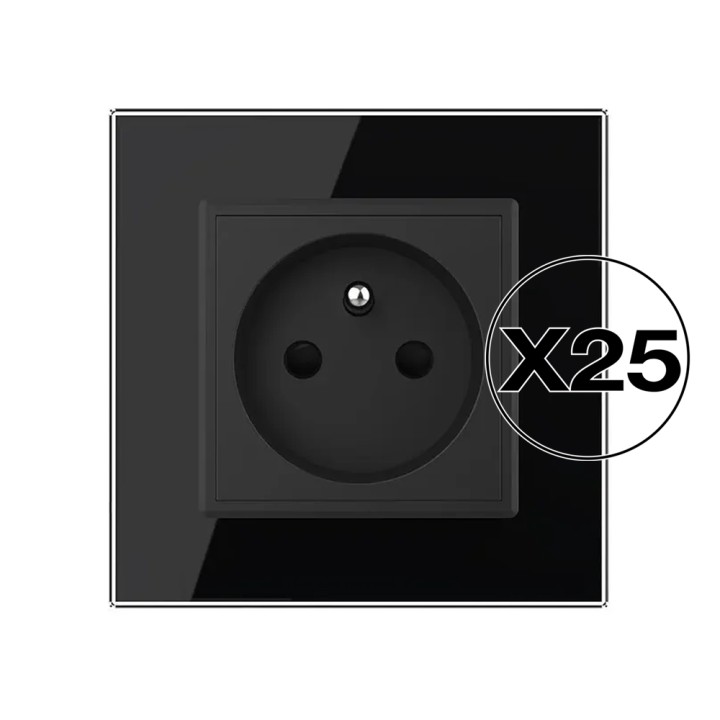 Pack of 25 complete earthed sockets - Type E