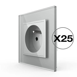 Pack of 25 complete earthed sockets - Type E