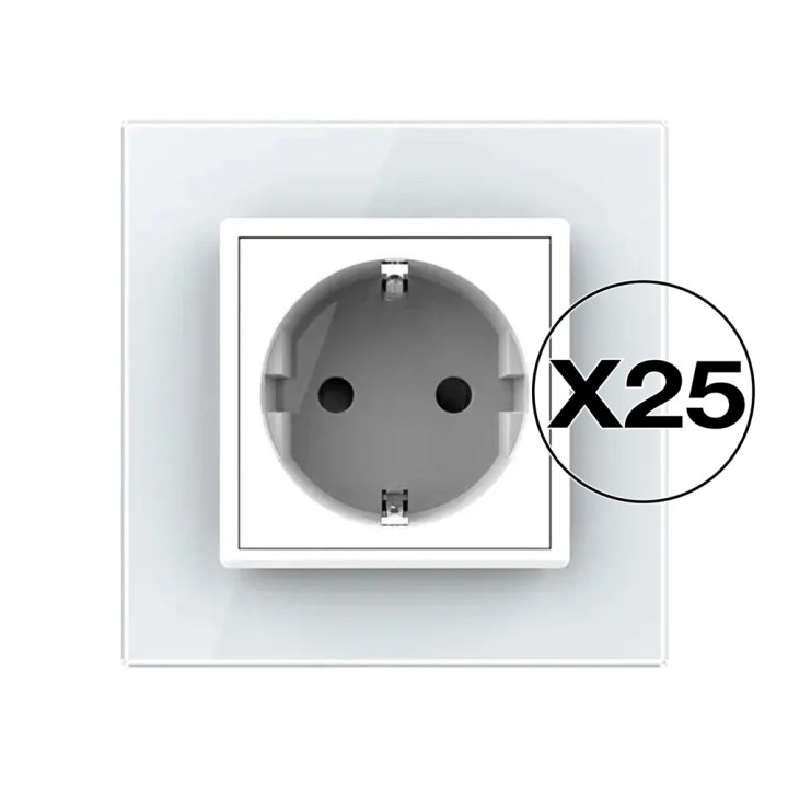 Lot de 25 prises avec terre Schuko complètes - type F