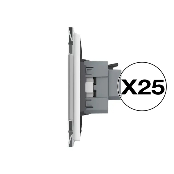 Pack of 25 complete earthed Schuko sockets - Type F