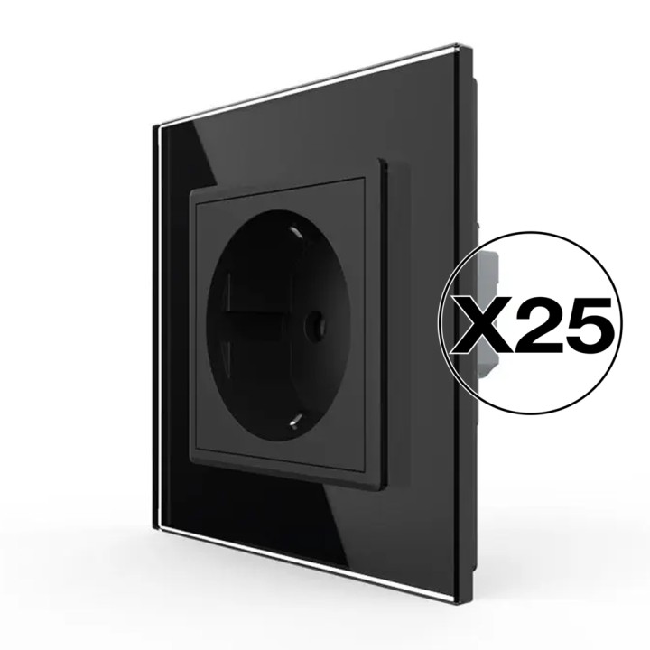 Lot de 25 prises avec terre Schuko complètes - type F