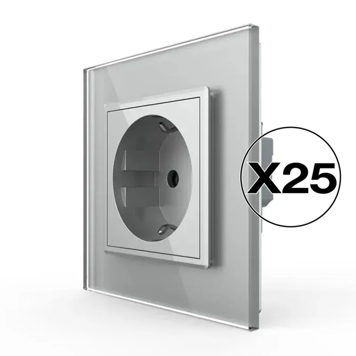 Lot de 25 prises avec terre Schuko complètes - type F