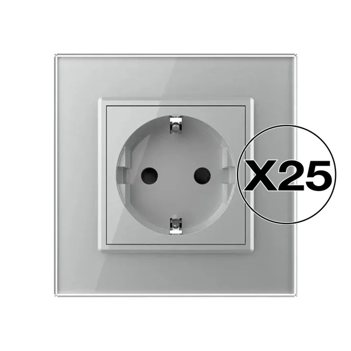 Lot de 25 prises avec terre Schuko complètes - type F