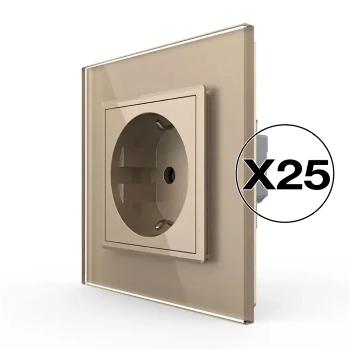 Lot de 25 prises avec terre Schuko complètes - type F